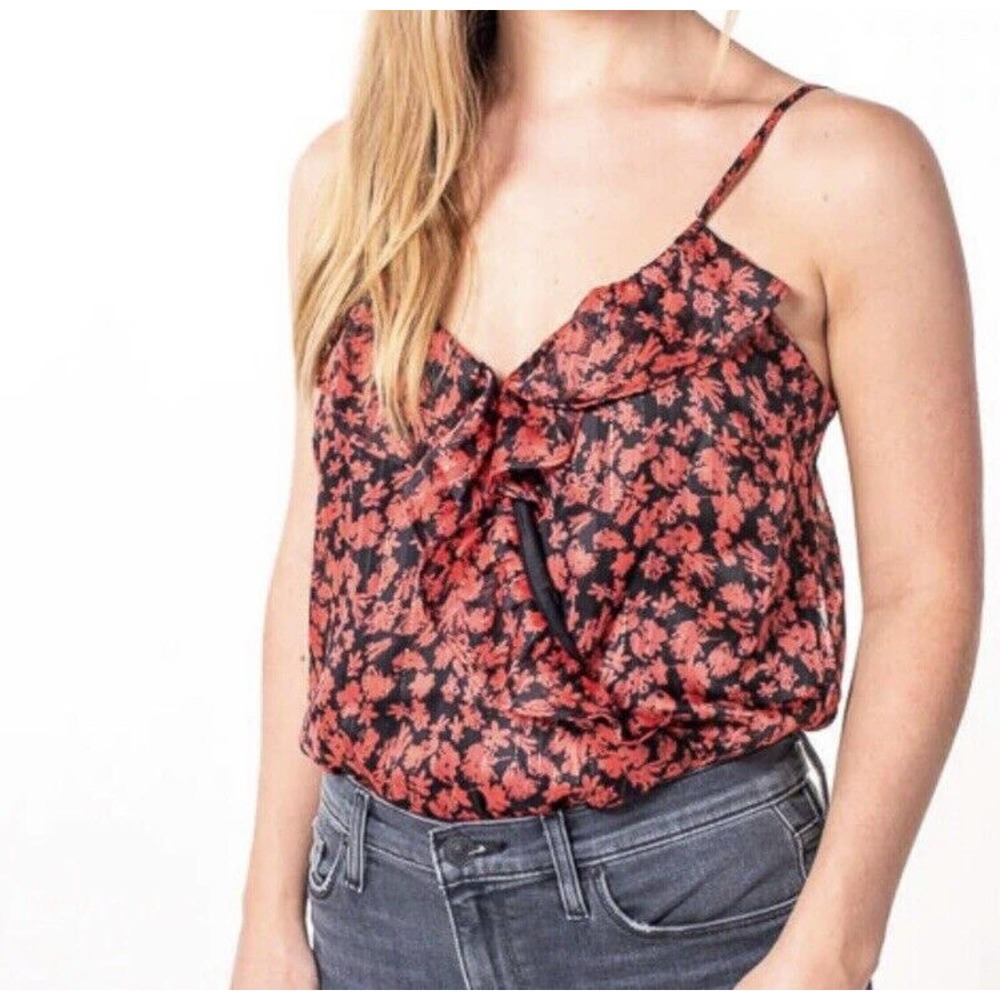 Lush Womens Alexandra Ruffle Cami Bodysuit Size‎ Medium Floral Print Adjustable